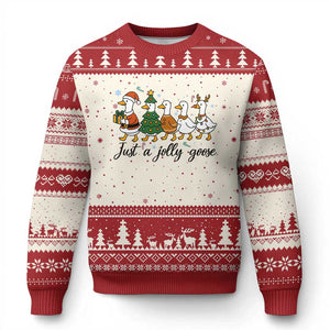 Funny Christmas Silly Goose Ugly Christmas Sweater Just A Jolly Goose Xmas Poultry Animal Humor TS11 Beige Red Print Your Wear