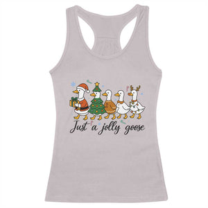 Funny Christmas Silly Goose Racerback Tank Top Just A Jolly Goose Xmas Poultry Animal Humor TS11 Ice Gray Print Your Wear