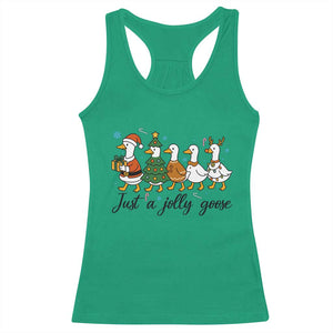 Funny Christmas Silly Goose Racerback Tank Top Just A Jolly Goose Xmas Poultry Animal Humor TS11 Irish Green Print Your Wear