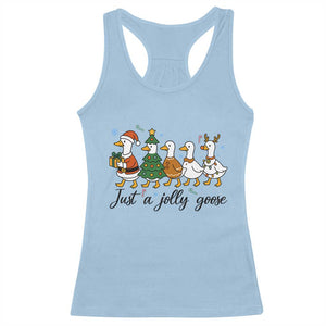 Funny Christmas Silly Goose Racerback Tank Top Just A Jolly Goose Xmas Poultry Animal Humor TS11 Light Blue Print Your Wear