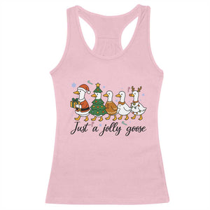 Funny Christmas Silly Goose Racerback Tank Top Just A Jolly Goose Xmas Poultry Animal Humor TS11 Light Pink Print Your Wear