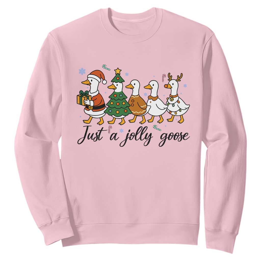 Funny Christmas Silly Goose Sweatshirt Just A Jolly Goose Xmas Poultry Animal Humor TS11 Light Pink Print Your Wear