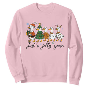 Funny Christmas Silly Goose Sweatshirt Just A Jolly Goose Xmas Poultry Animal Humor TS11 Light Pink Print Your Wear