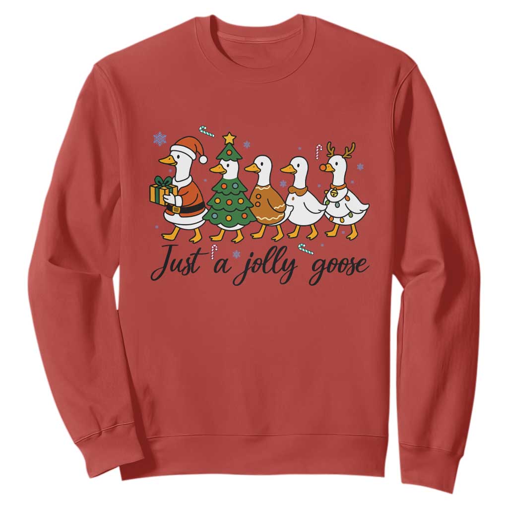 Funny Christmas Silly Goose Sweatshirt Just A Jolly Goose Xmas Poultry Animal Humor TS11 Red Print Your Wear