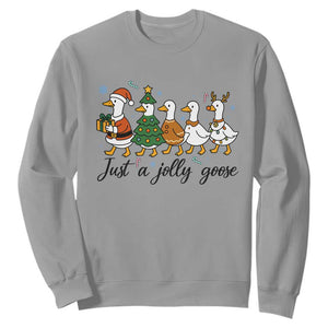 Funny Christmas Silly Goose Sweatshirt Just A Jolly Goose Xmas Poultry Animal Humor TS11 Sport Gray Print Your Wear