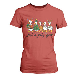 Funny Christmas Silly Goose T Shirt For Women Just A Jolly Goose Xmas Poultry Animal Humor TS11 Red Print Your Wear