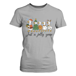 Funny Christmas Silly Goose T Shirt For Women Just A Jolly Goose Xmas Poultry Animal Humor TS11 Sport Gray Print Your Wear