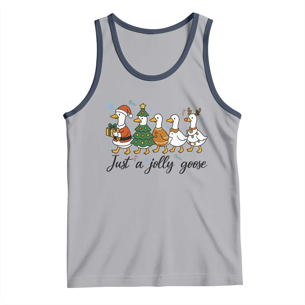 Funny Christmas Silly Goose Tank Top Just A Jolly Goose Xmas Poultry Animal Humor - Print Your Wear