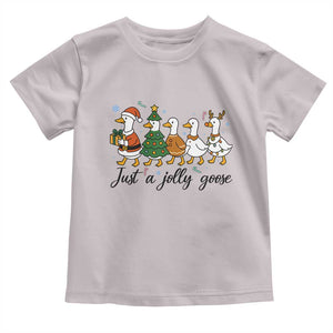 Funny Christmas Silly Goose Toddler T Shirt Just A Jolly Goose Xmas Poultry Animal Humor TS11 Ice Gray Print Your Wear