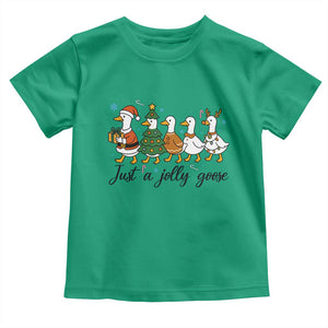 Funny Christmas Silly Goose Toddler T Shirt Just A Jolly Goose Xmas Poultry Animal Humor TS11 Irish Green Print Your Wear