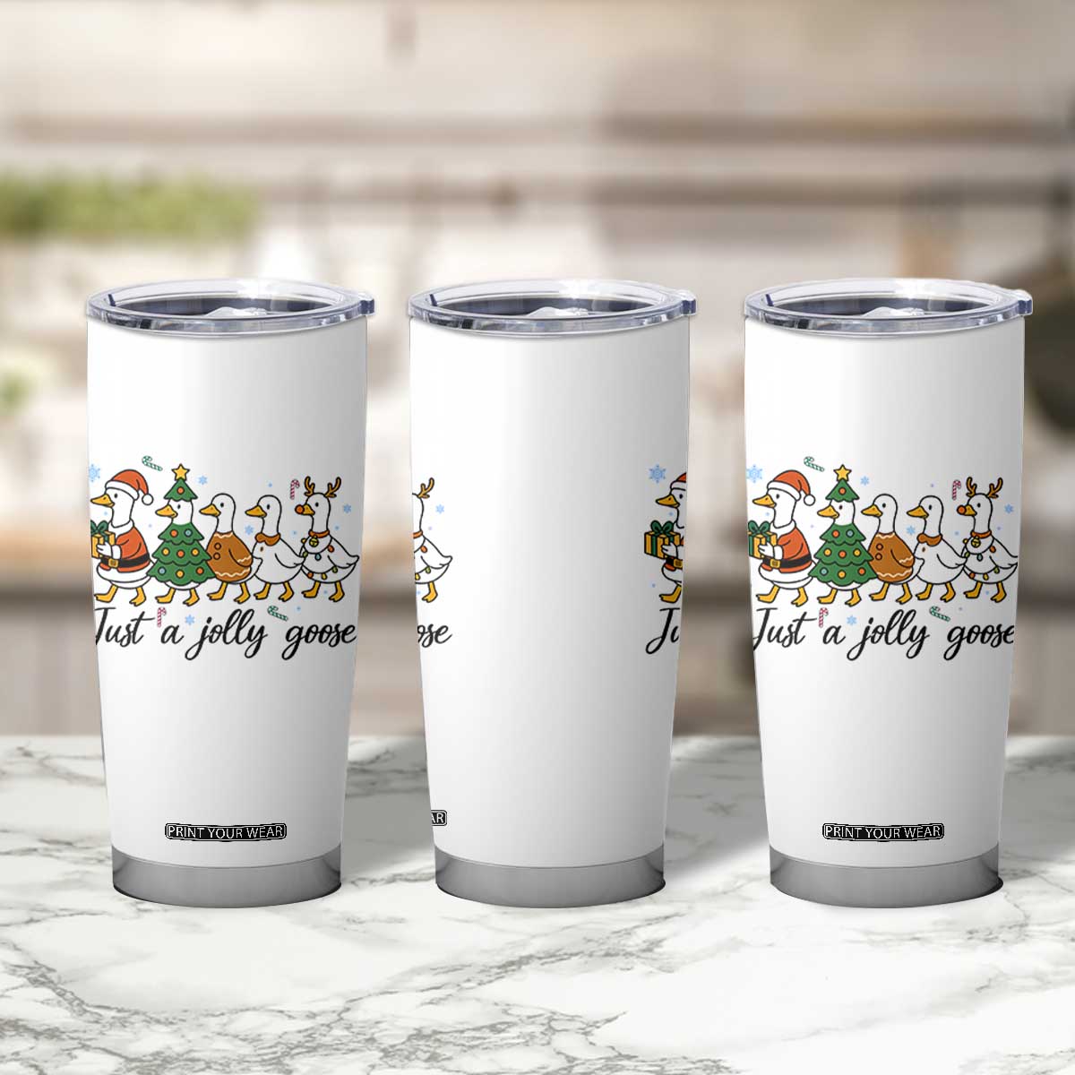Funny Christmas Silly Goose Tumbler Cup Just A Jolly Goose Xmas Poultry Animal Humor TS11 Print Your Wear