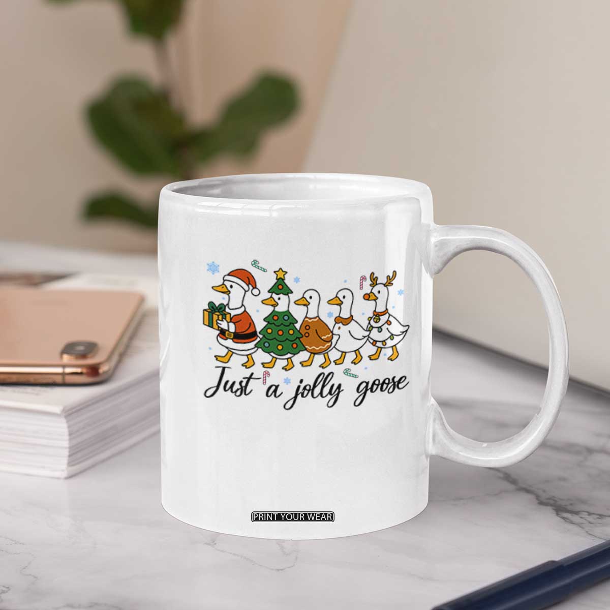 Funny Christmas Silly Goose Coffee Mug Just A Jolly Goose Xmas Poultry Animal Humor TS11 Print Your Wear