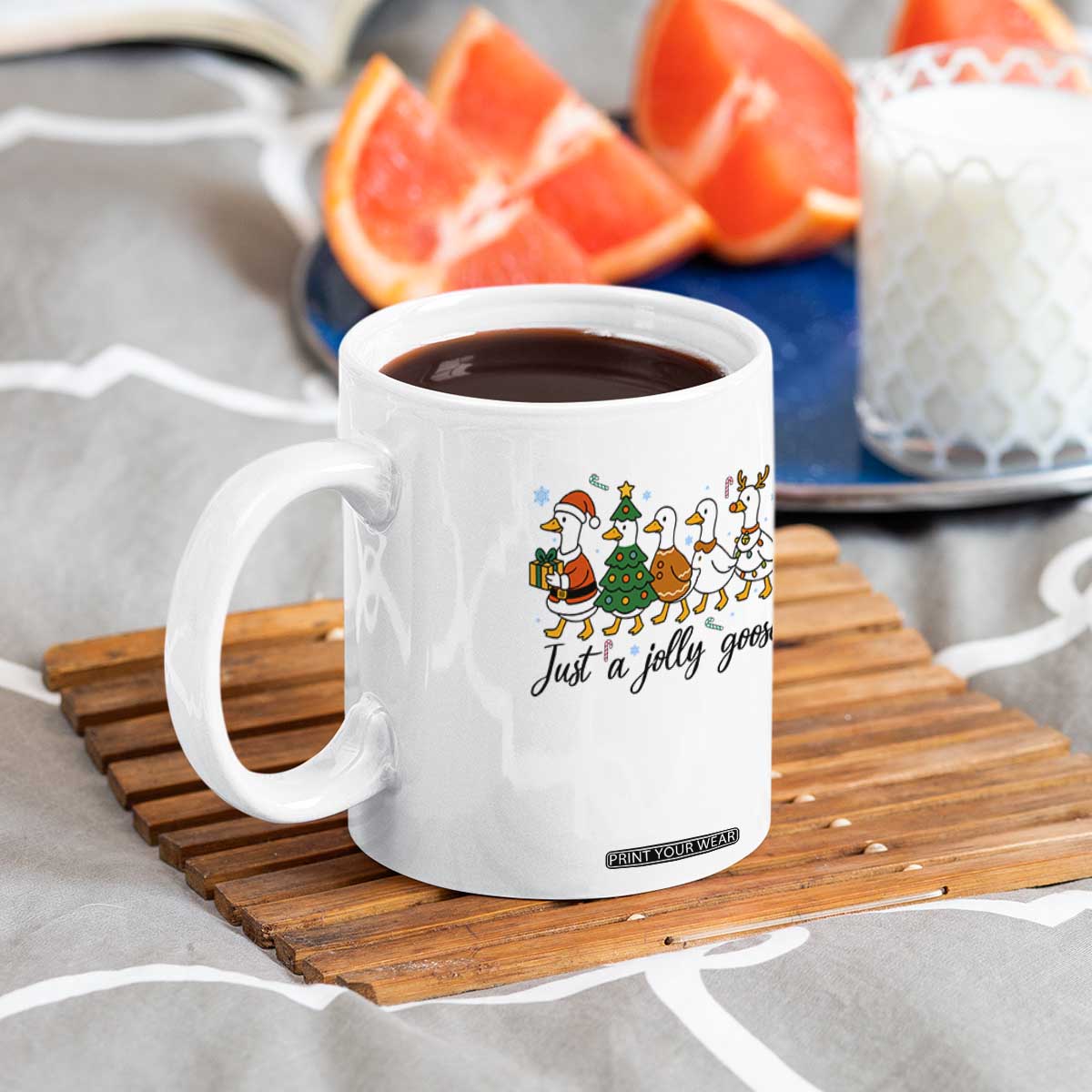 Funny Christmas Silly Goose Coffee Mug Just A Jolly Goose Xmas Poultry Animal Humor TS11 Print Your Wear