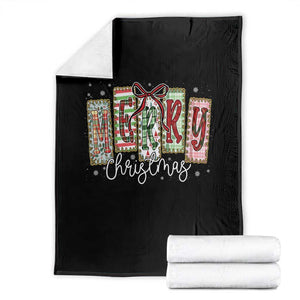 Merry Christmas Coquette Xmas Faux Glitter Gingham Tartan Doodle Throw Blanket TS11 Black Print Your Wear