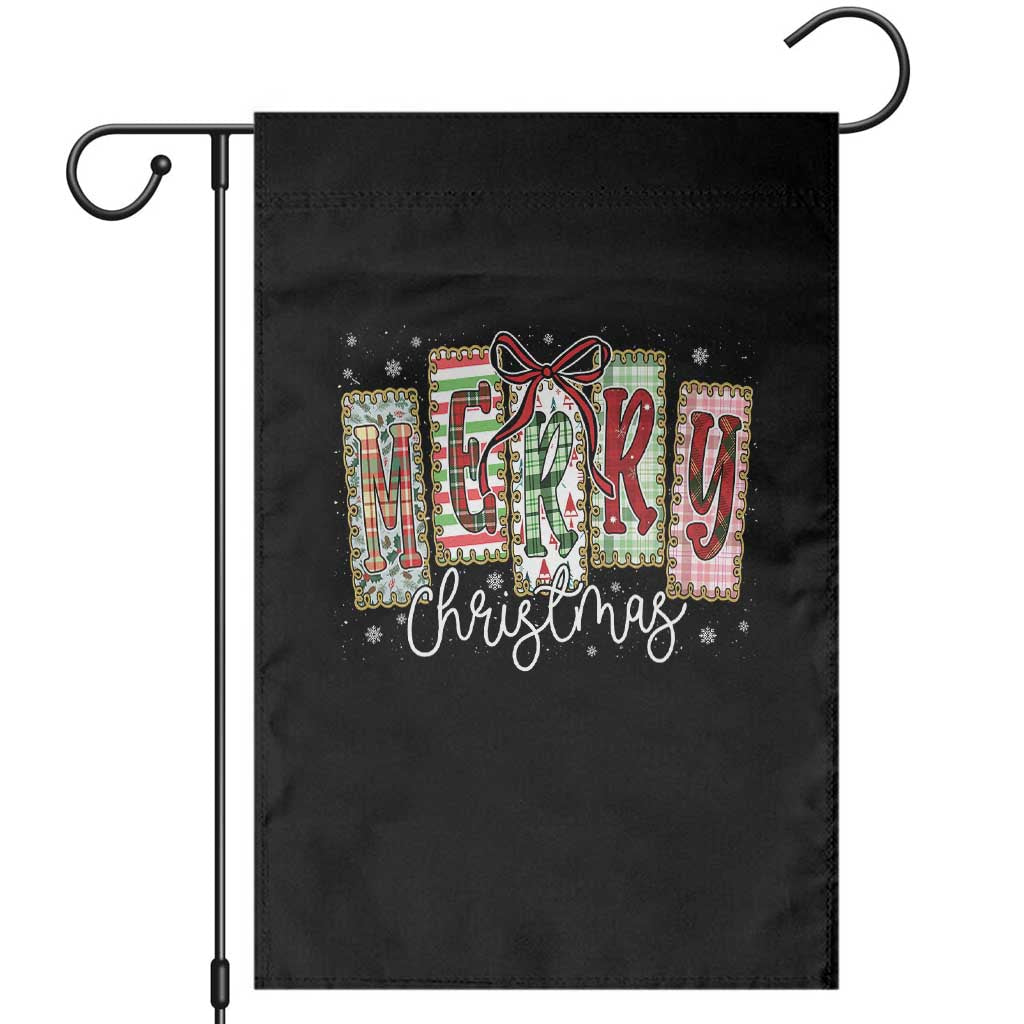 Merry Christmas Coquette Xmas Faux Glitter Gingham Tartan Doodle Garden Flag TS11 Black Print Your Wear