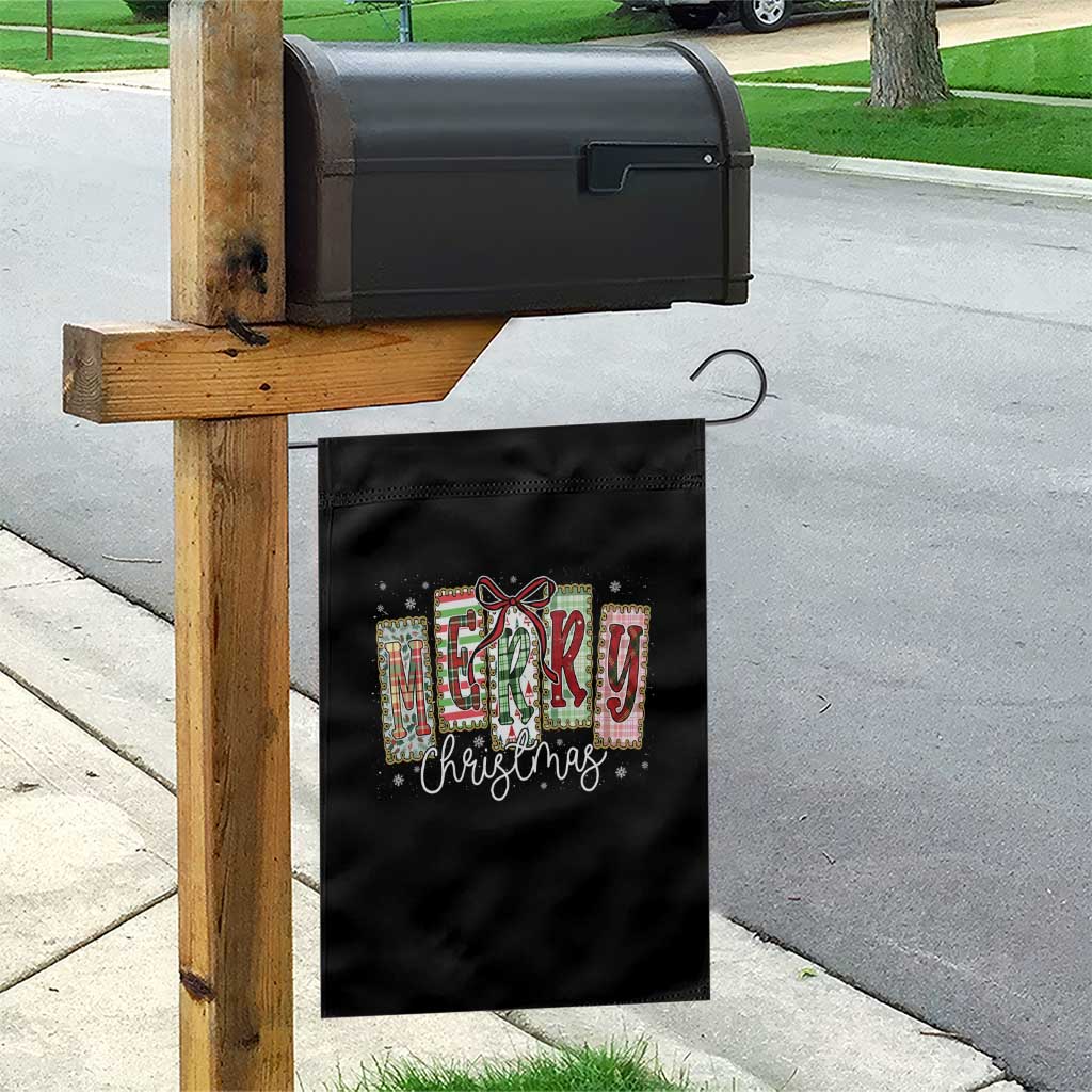 Merry Christmas Coquette Xmas Faux Glitter Gingham Tartan Doodle Garden Flag TS11 Print Your Wear