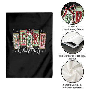 Merry Christmas Coquette Xmas Faux Glitter Gingham Tartan Doodle Garden Flag TS11 Print Your Wear