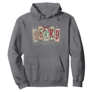 Merry Christmas Coquette Xmas Faux Glitter Gingham Tartan Doodle Hoodie TS11 Charcoal Print Your Wear