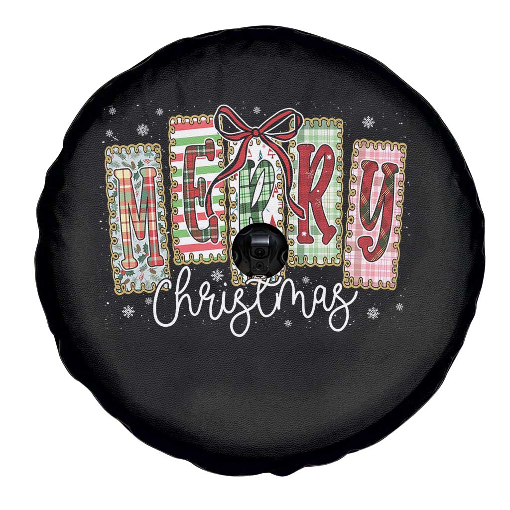 Merry Christmas Coquette Xmas Faux Glitter Gingham Tartan Doodle Spare Tire Cover TS11 Print Your Wear