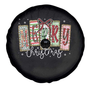Merry Christmas Coquette Xmas Faux Glitter Gingham Tartan Doodle Spare Tire Cover TS11 Print Your Wear