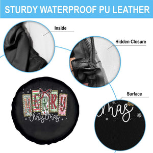 Merry Christmas Coquette Xmas Faux Glitter Gingham Tartan Doodle Spare Tire Cover TS11 Print Your Wear