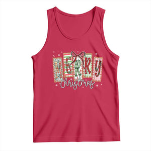 Merry Christmas Coquette Xmas Faux Glitter Gingham Tartan Doodle Tank Top TS11 Red Print Your Wear