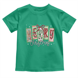 Merry Christmas Coquette Xmas Faux Glitter Gingham Tartan Doodle Toddler T Shirt TS11 Irish Green Print Your Wear