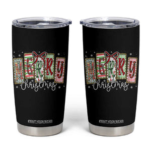 Merry Christmas Coquette Xmas Faux Glitter Gingham Tartan Doodle Tumbler Cup TS11 Black Print Your Wear