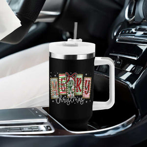 Merry Christmas Coquette Xmas Faux Glitter Gingham Tartan Doodle Tumbler With Handle TS11 Print Your Wear