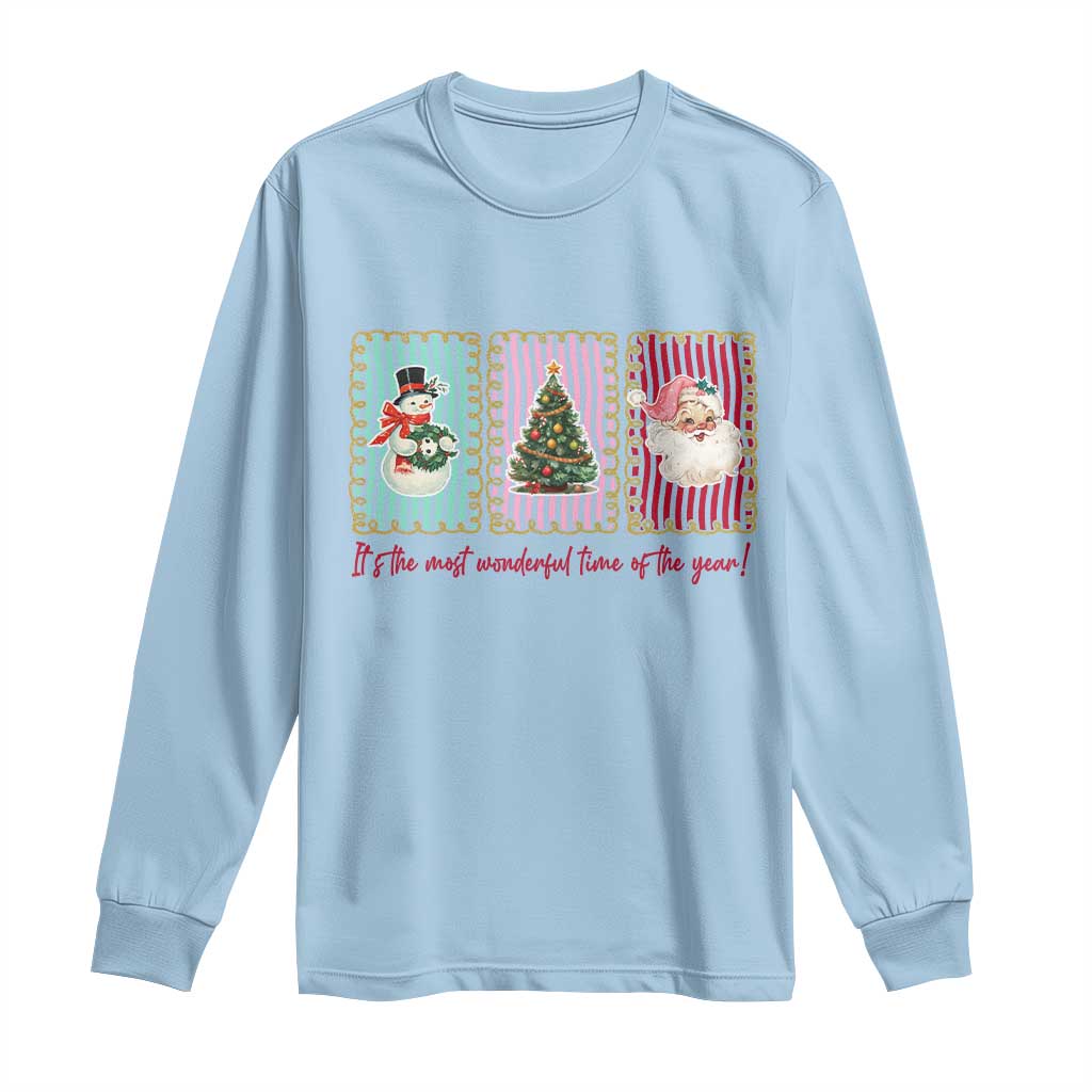 It's The Most Wonderful Time Of The Year Long Sleeve Shirt Coquette Christmas TS11 Light Blue Print Your Wear
