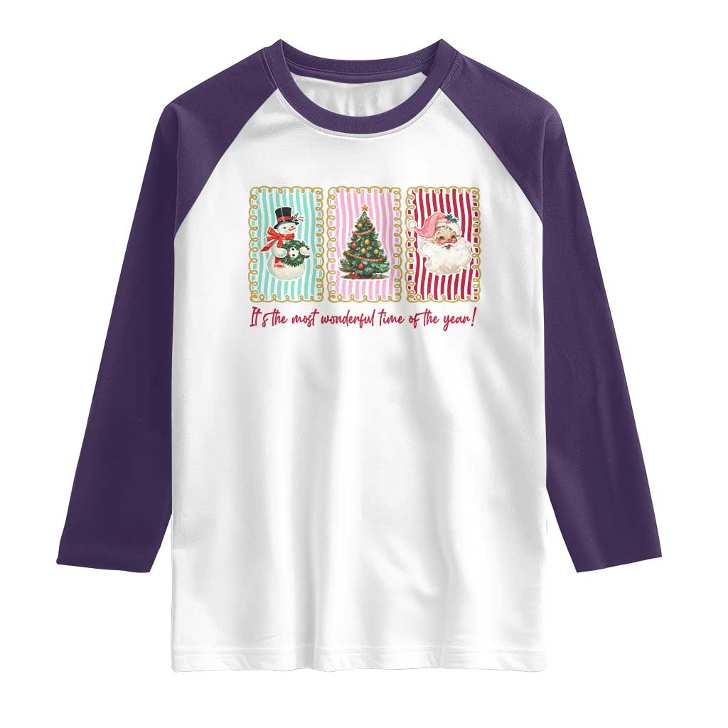 It's The Most Wonderful Time Of The Year Raglan Shirt Coquette Christmas TS11 White Purple Print Your Wear