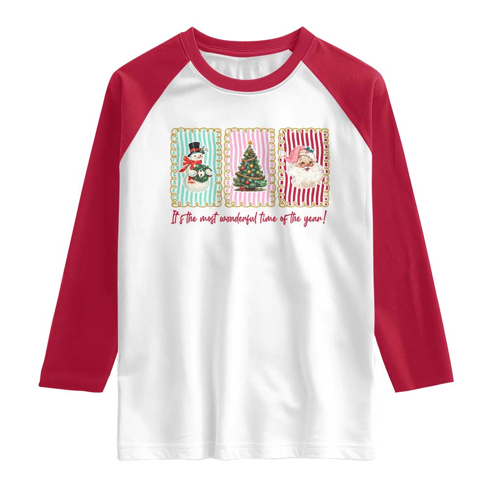 It's The Most Wonderful Time Of The Year Raglan Shirt Coquette Christmas TS11 White Red Print Your Wear