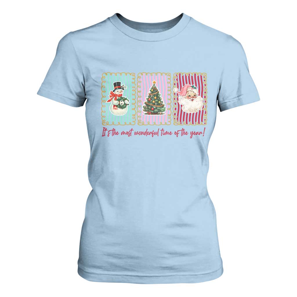 It's The Most Wonderful Time Of The Year T Shirt For Women Coquette Christmas TS11 Light Blue Print Your Wear