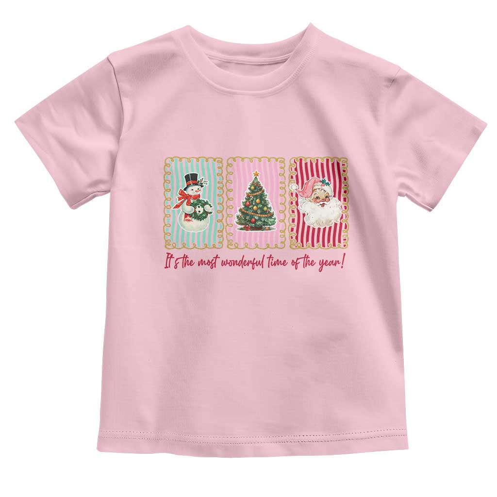 It's The Most Wonderful Time Of The Year Toddler T Shirt Coquette Christmas TS11 Light Pink Print Your Wear