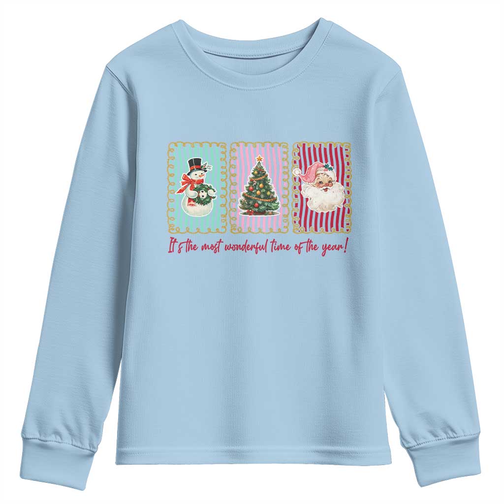 It's The Most Wonderful Time Of The Year Youth Sweatshirt Coquette Christmas TS11 Light Blue Print Your Wear