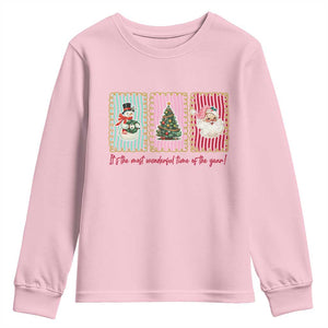 It's The Most Wonderful Time Of The Year Youth Sweatshirt Coquette Christmas TS11 Light Pink Print Your Wear