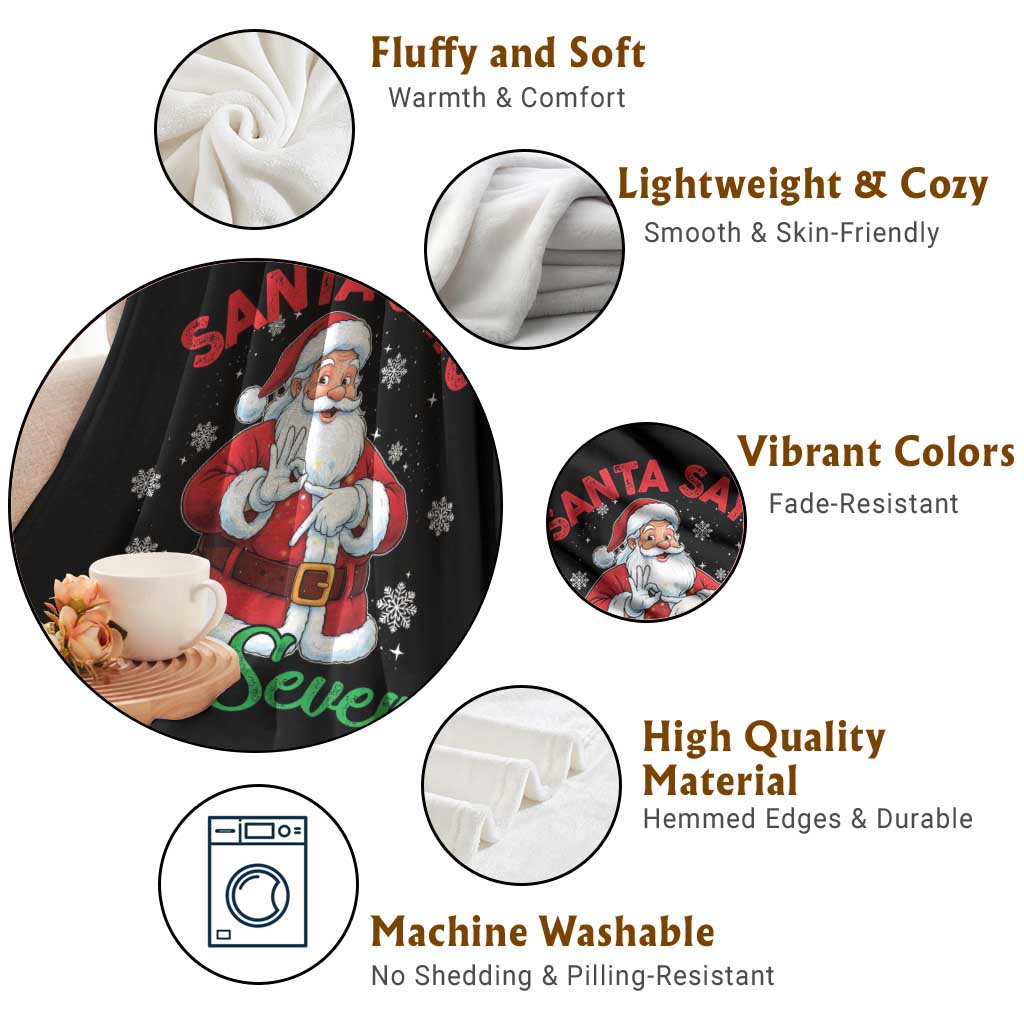 Funny Santa Says Six Seven Throw Blanket Christmas 67 Meme Santa Gen Alpha Slang TS11 Print Your Wear