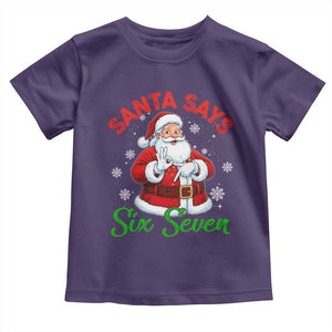 Funny Santa Says Six Seven Toddler T Shirt Christmas 67 Meme Santa Gen Alpha Slang TS11 Purple Print Your Wear