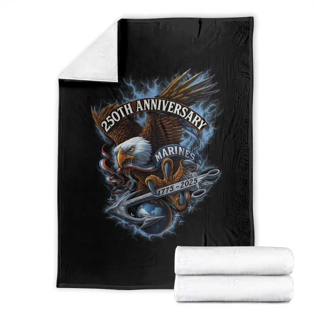 Us Marines Military 250th Anniversary Throw Blanket Bald Eagle Anchor TS11 Black Print Your Wear
