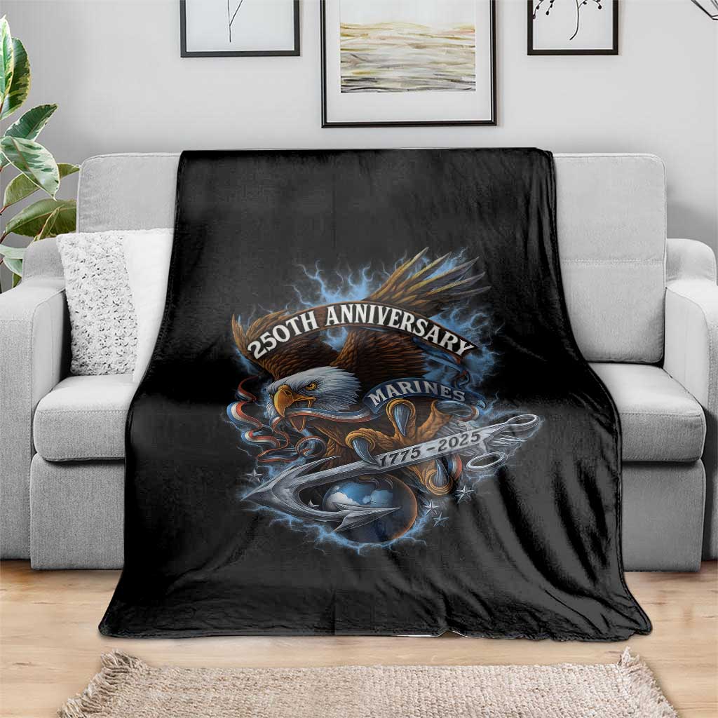 Us Marines Military 250th Anniversary Throw Blanket Bald Eagle Anchor TS11 Print Your Wear