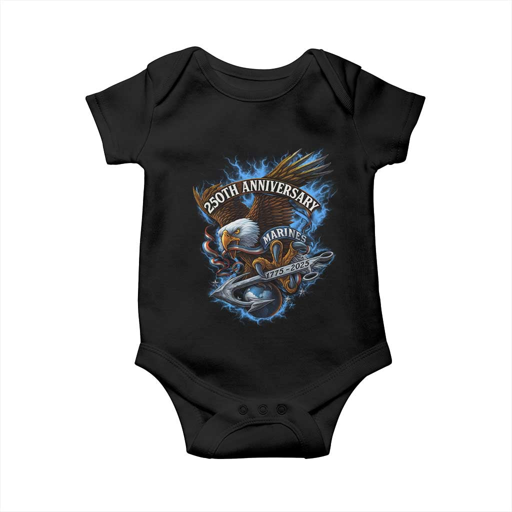 Us Marines Military 250th Anniversary Baby Onesie Bald Eagle Anchor TS11 Black Print Your Wear