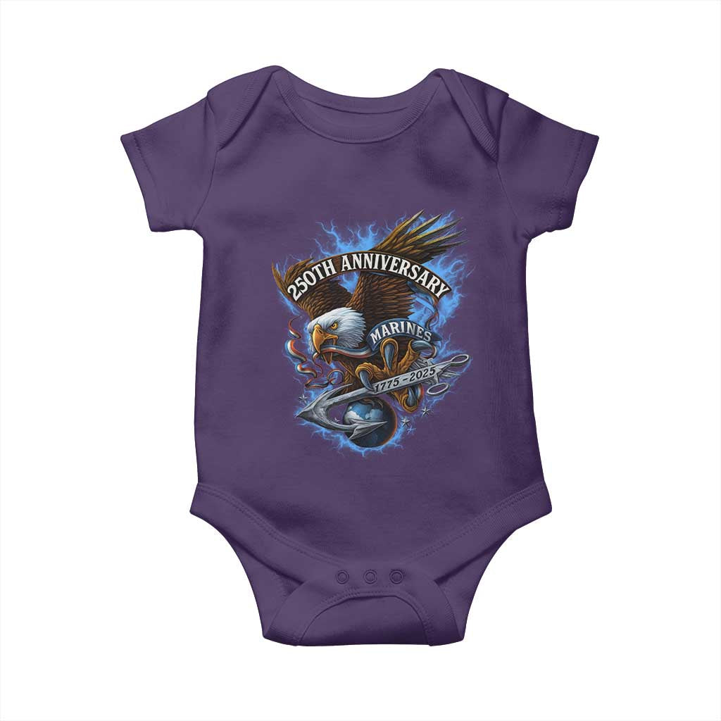 Us Marines Military 250th Anniversary Baby Onesie Bald Eagle Anchor TS11 Purple Print Your Wear