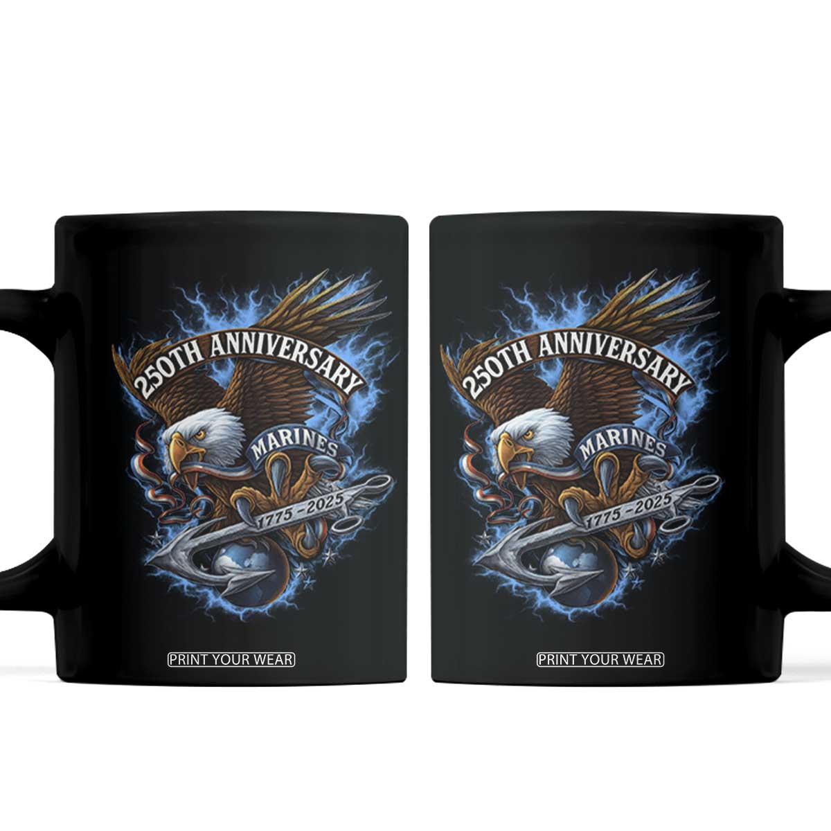 Us Marines Military 250th Anniversary Coffee Mug Bald Eagle Anchor TS11 Black Print Your Wear