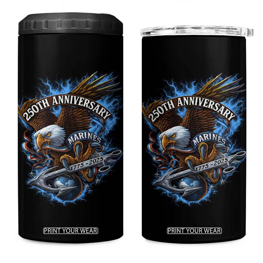 Us Marines Military 250th Anniversary 4 in 1 Can Cooler Tumbler Bald Eagle Anchor TS11 One Size: 16 oz Black Print Your Wear