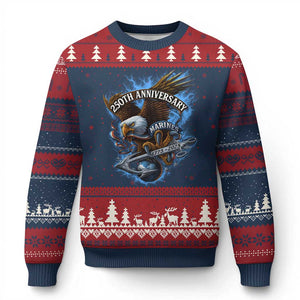 Us Marines Military 250th Anniversary Ugly Christmas Sweater Bald Eagle Anchor TS11 Navy Red Print Your Wear