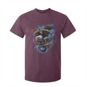 Us Marines Military 250th Anniversary T Shirt For Kid Bald Eagle Anchor TS11 Maroon Print Your Wear