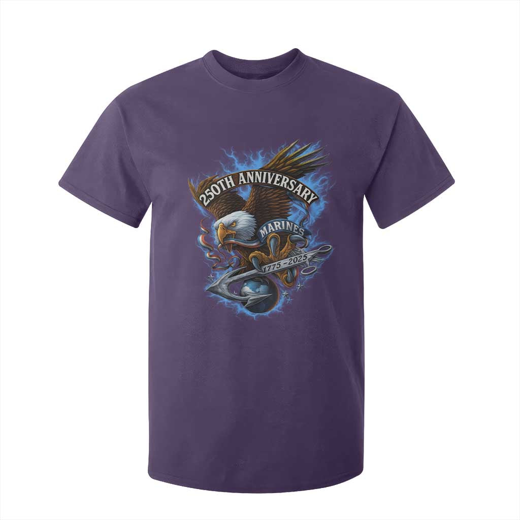 Us Marines Military 250th Anniversary T Shirt For Kid Bald Eagle Anchor TS11 Purple Print Your Wear