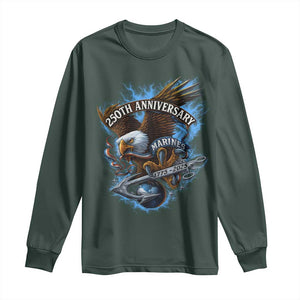 Us Marines Military 250th Anniversary Long Sleeve Shirt Bald Eagle Anchor TS11 Dark Forest Green Print Your Wear