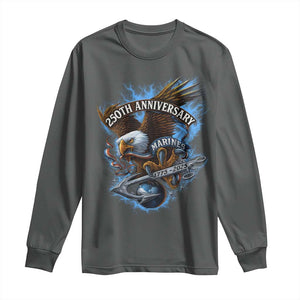 Us Marines Military 250th Anniversary Long Sleeve Shirt Bald Eagle Anchor TS11 Dark Heather Print Your Wear