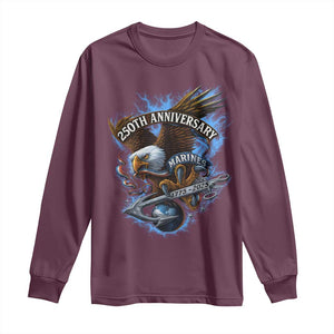Us Marines Military 250th Anniversary Long Sleeve Shirt Bald Eagle Anchor TS11 Maroon Print Your Wear